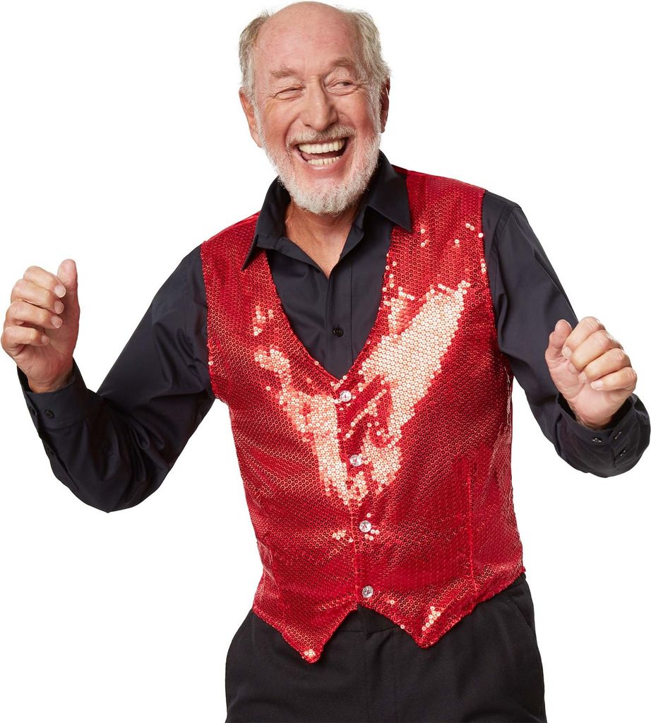 Pailletten-Weste Herren - rot, XXL