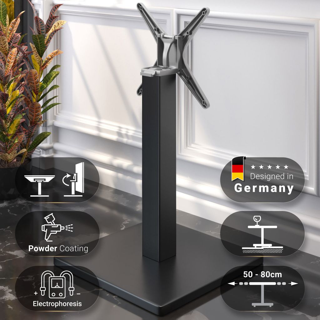 MADRID | Bistro Tischgestell | Schwarz | Höhe: 72 cm | Säule: 8 x 8 cm | Fuß: 50 x 50 cm | Klappbar | Tischgestell klappbar, Gastro Tischgestell
