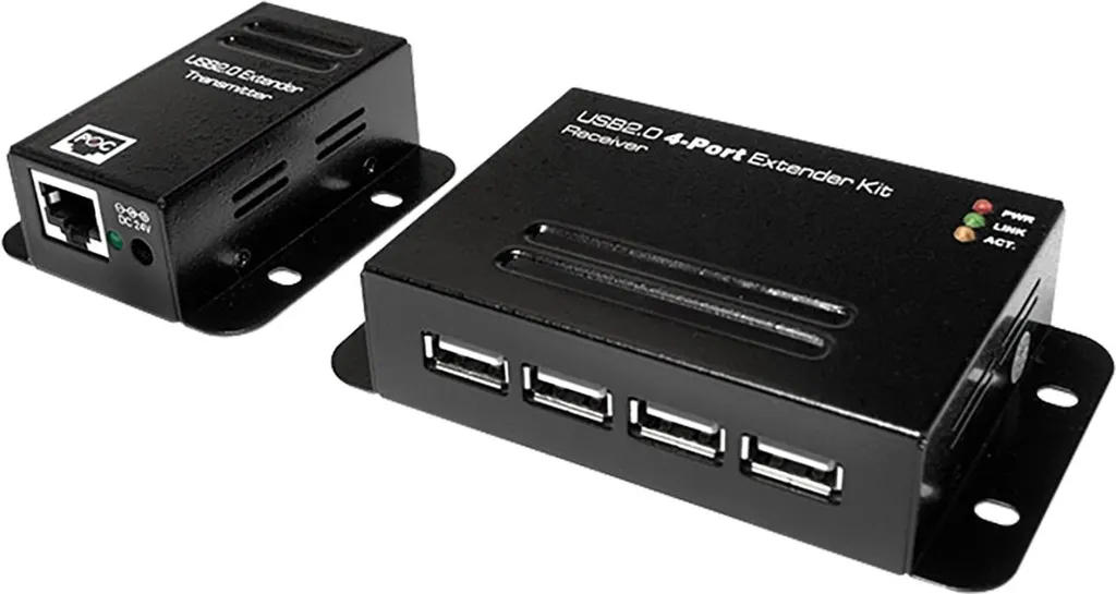 Extendeur USB sur RJ45 LogiLink UA0252 avec Hub 4 Ports Auto-alimenté