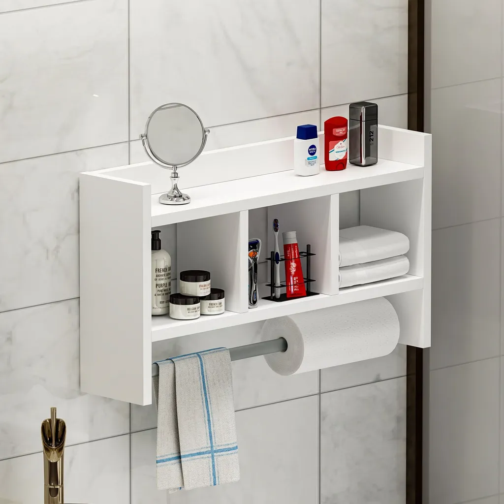 Étagère Murale Blanche Asya - Solution Gain de Place pour Petits Espaces - 10