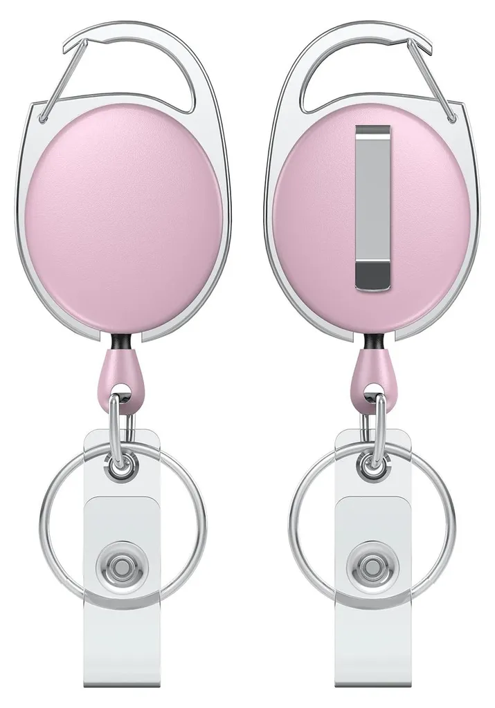 Ne perdez plus vos clés avec ce porte-badge rétractable rose en lot