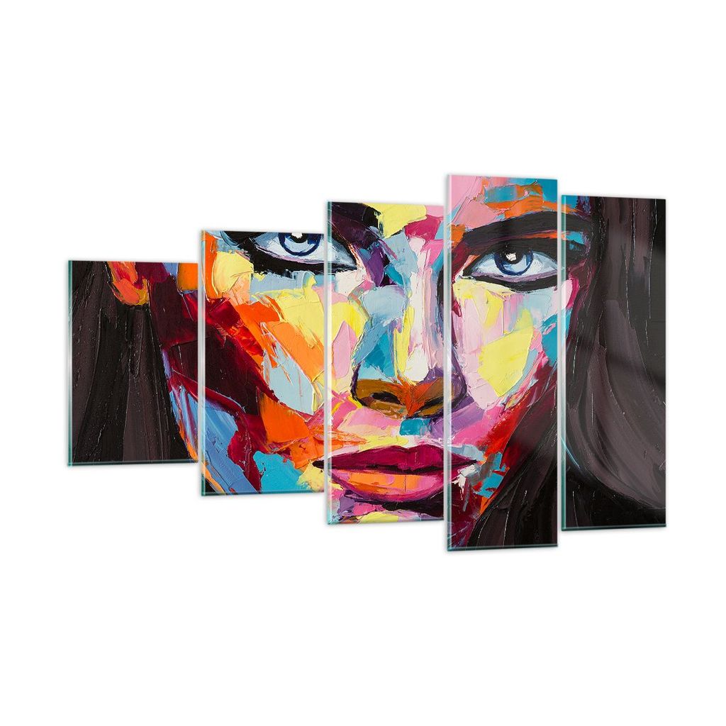 Bilder auf glas - Mädchen Gesicht - 100x60cm - Glasbilder - Wandbilder - Kunstdruck - zum Aufhängen bereit - Wanddekoration aus Glas - Glas Bilde...