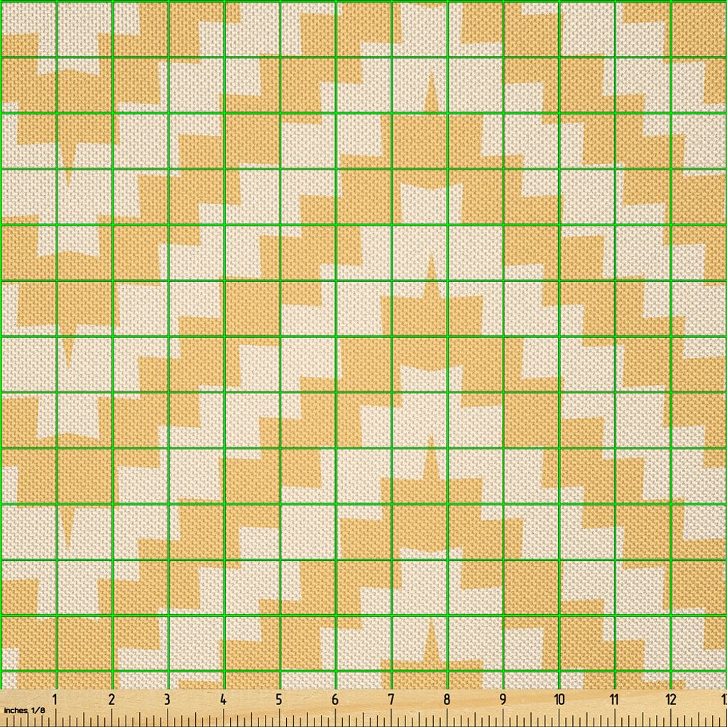 ABAKUHAUS Winkel Satin Stoff als Meterware, Zickzack-Muster mit stilisierten Linien verzerrte Quadrate Weinlese-geometrischen Entwurf, 1 M (148 x 1...