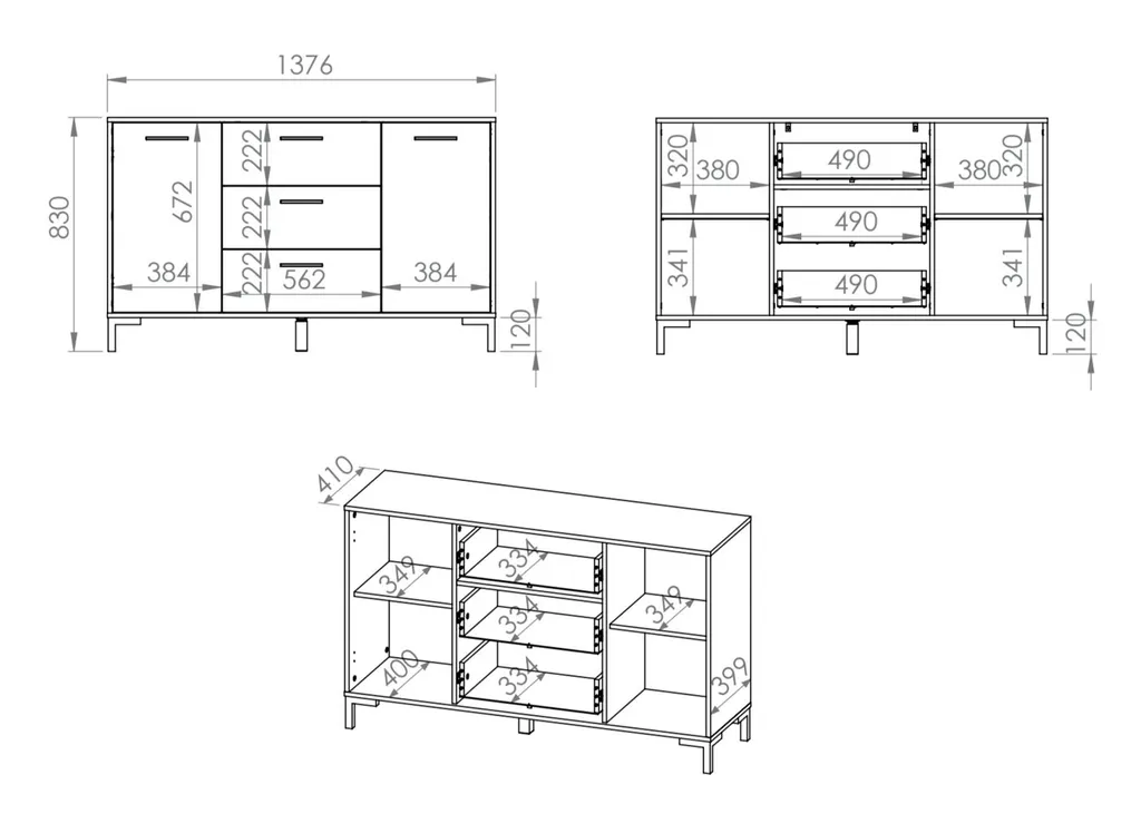 Buffet bas et commode BEDA chêne artisan pour chambre et salon chic
