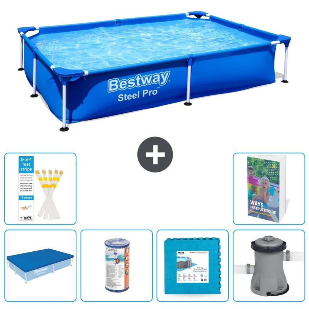 Bestway Steel Pro Rechteckig - 221x150x43 cm - 7-teilig S146