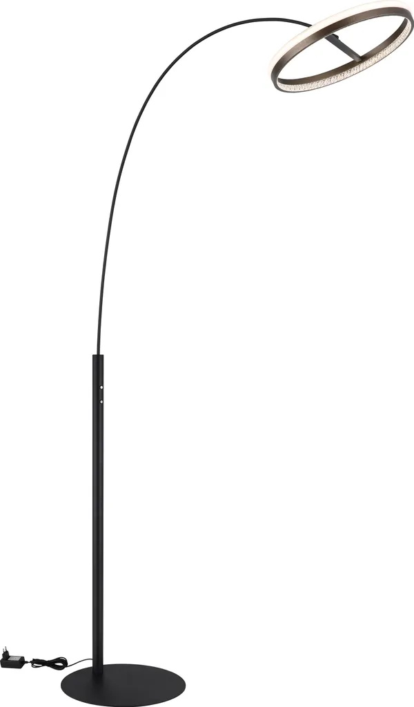 Lampadaire arc LED noir tactile dimmable grande hauteur 190cm design