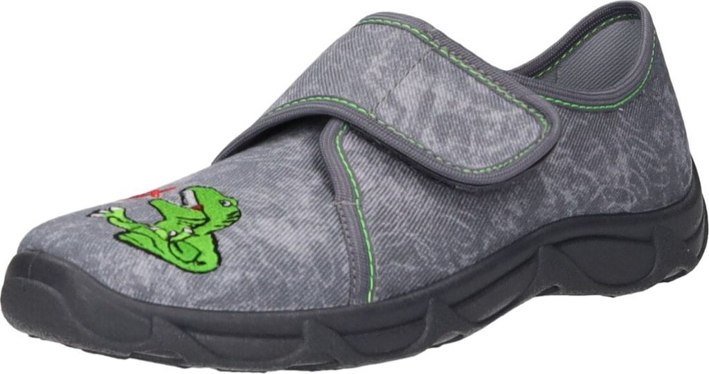 Sneakers Kinder-Hausschuh T-Rex Dinosaurier Grau-Grün, Farbe:grau, EU Größe:29