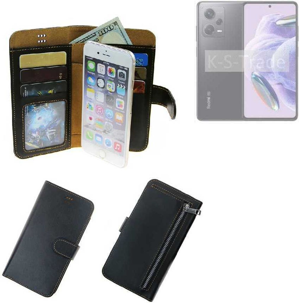 K-S-Trade Schutz Hülle kompatibel mit Xiaomi Redmi Note 12 Pro+ Klapphülle Case Phone cover Slim Handytasche Handy Hülle schwarz aus Kunstleder (1