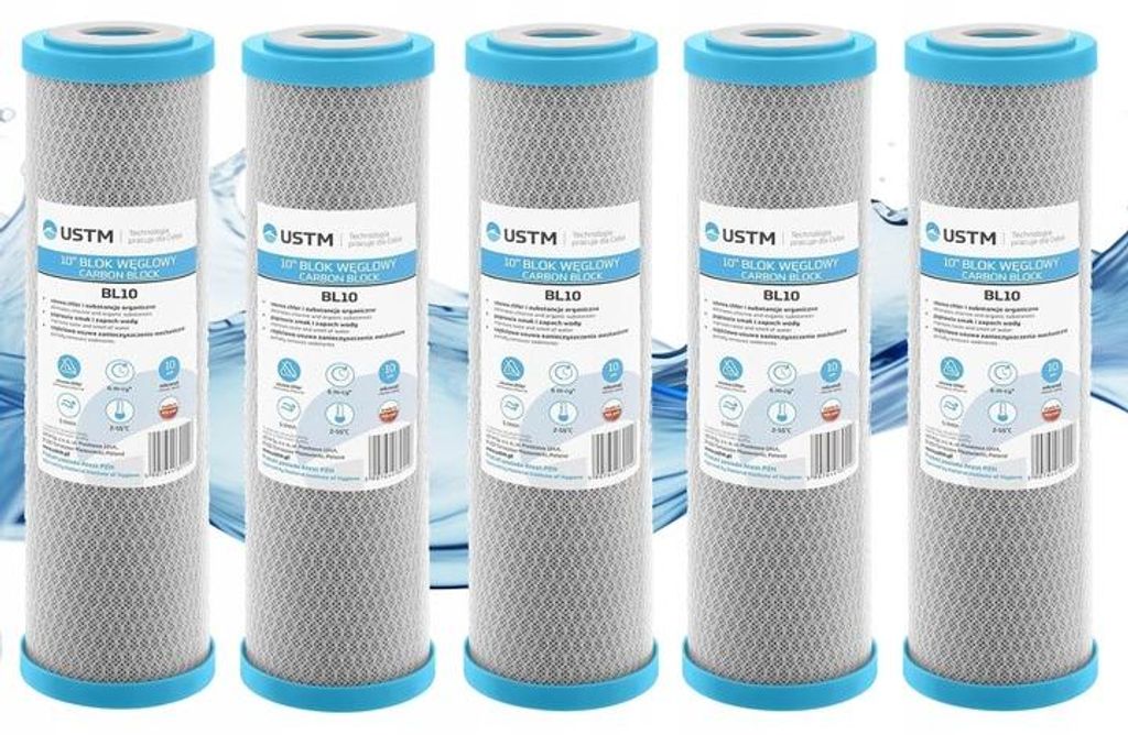 5 cartouches de charbon pour filtre à eau 10 USTM BL10 Image du produit 