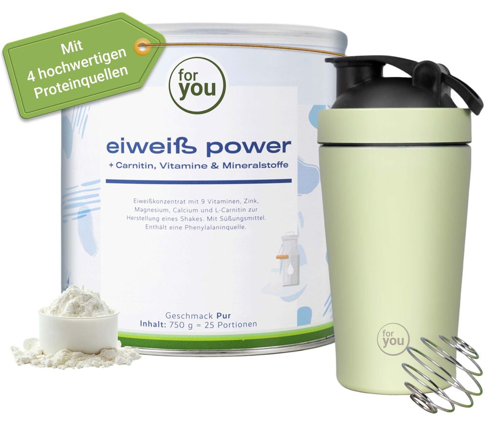 for you power Eiweiß mit Gratis Shaker Produktbild 