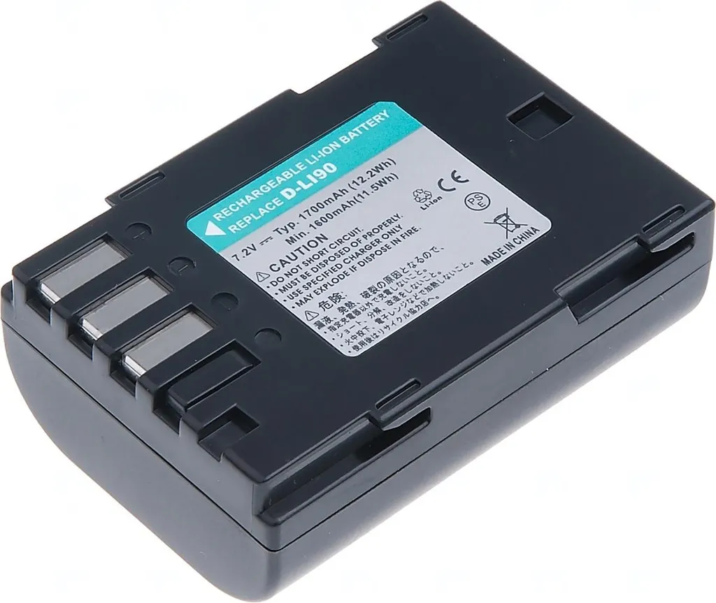 Batteria T6 Power per Pentax K-5 Iis, Li-Ion, 7,2 V, 1700 mAh (12,2 Wh), nero