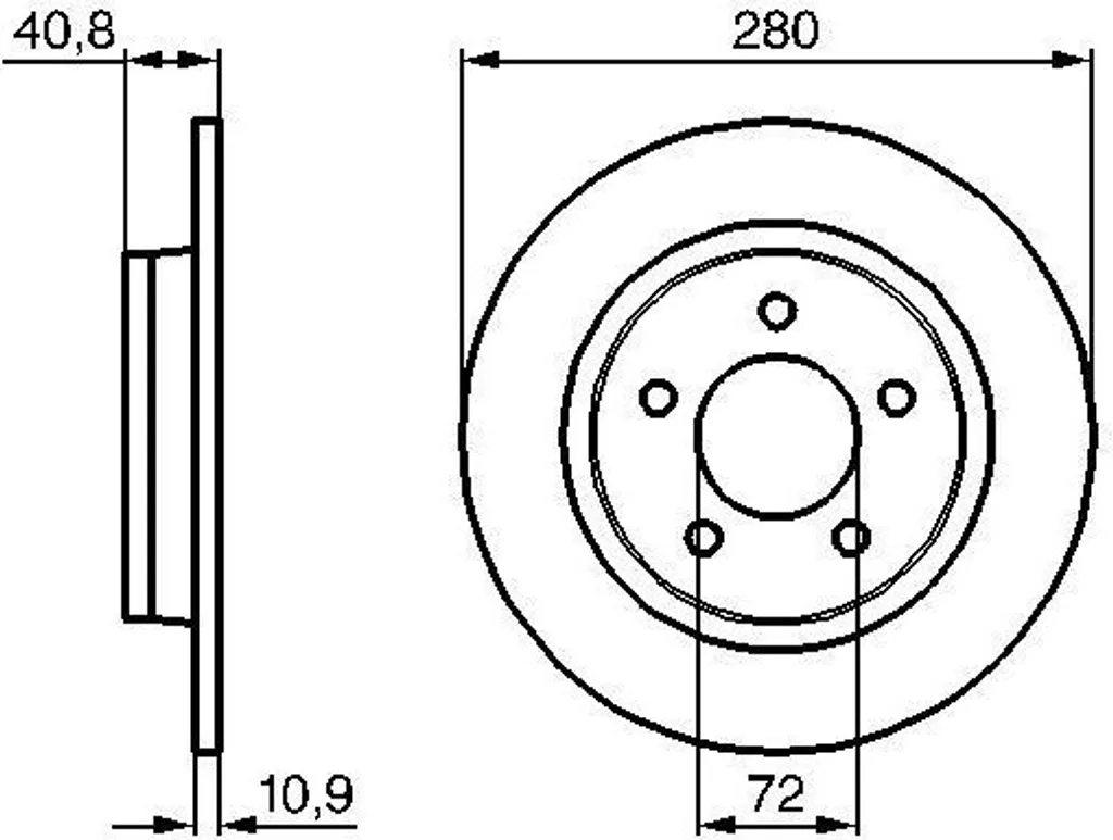 Disque de frein arrière plein pour Mazda 3 et 5 - Remplacement OE Bosch
