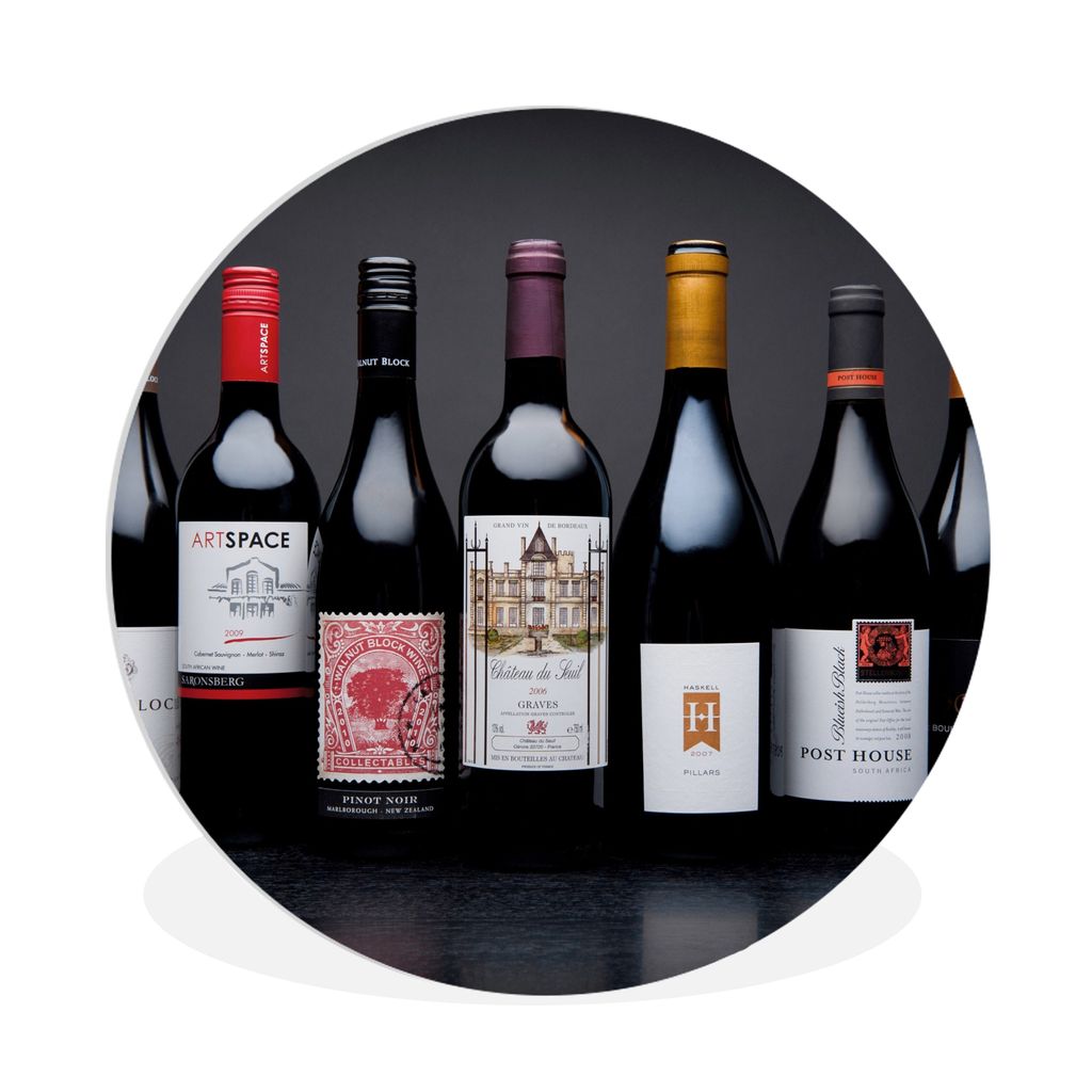 MuchoWow Rundes Wandbild - Runde Bilder Flaschen - Alkohol - Wein Ø 90 cm Kreis Wanddekoration Kunststoff - Wandkreis - Wandschmuck - Wand-Kreis...