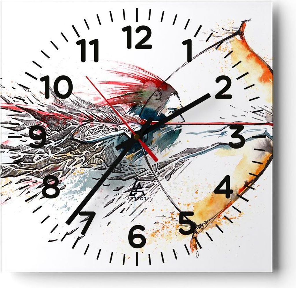 Wanduhr - Quadrat - Glasuhr - Bogen Pfeil Ziel Genauigkeit Produktbild 
