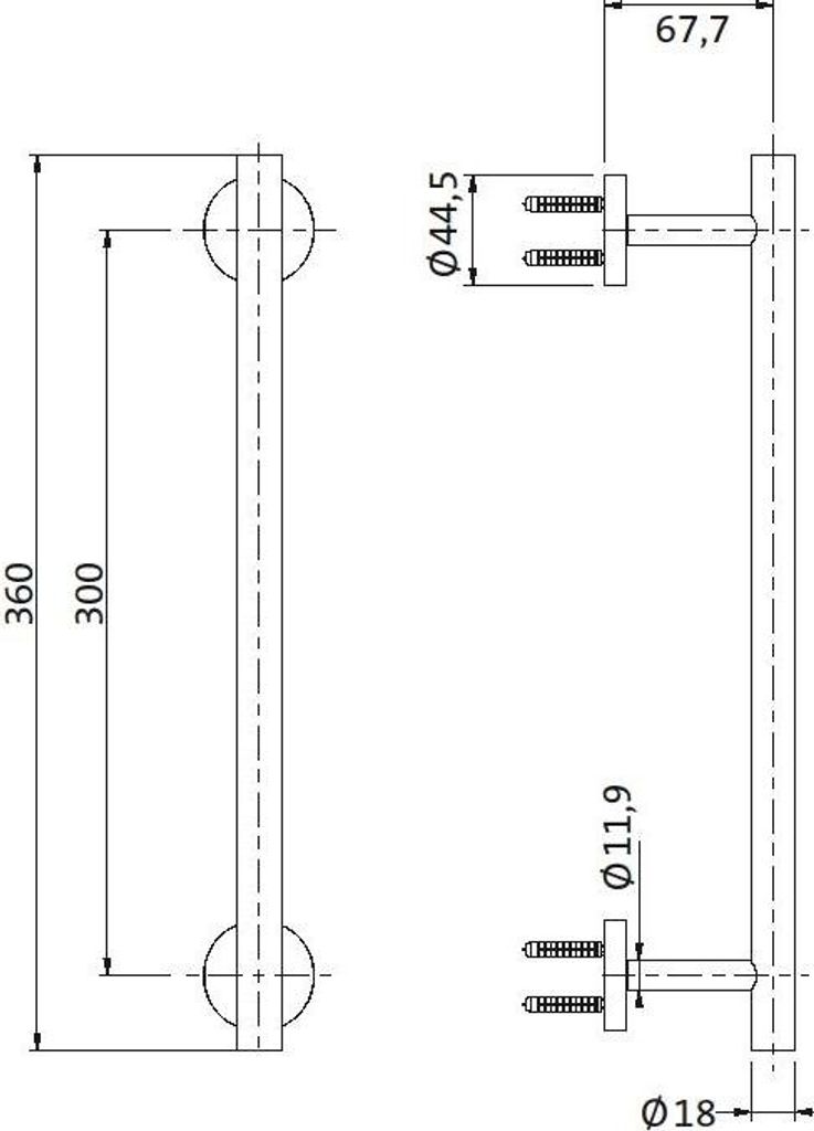 Herzbach LIVING Wannengriff 300mm Edelstahl