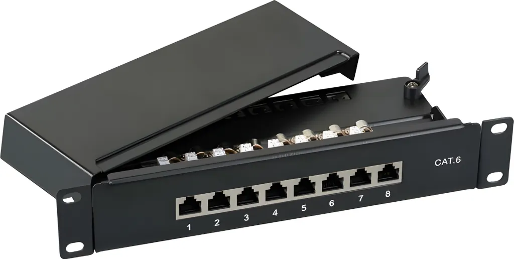 Mini-Patchpanel STP 8xRJ45 Cat.6A EFB Équipement Réseau Blindé 10" 1U