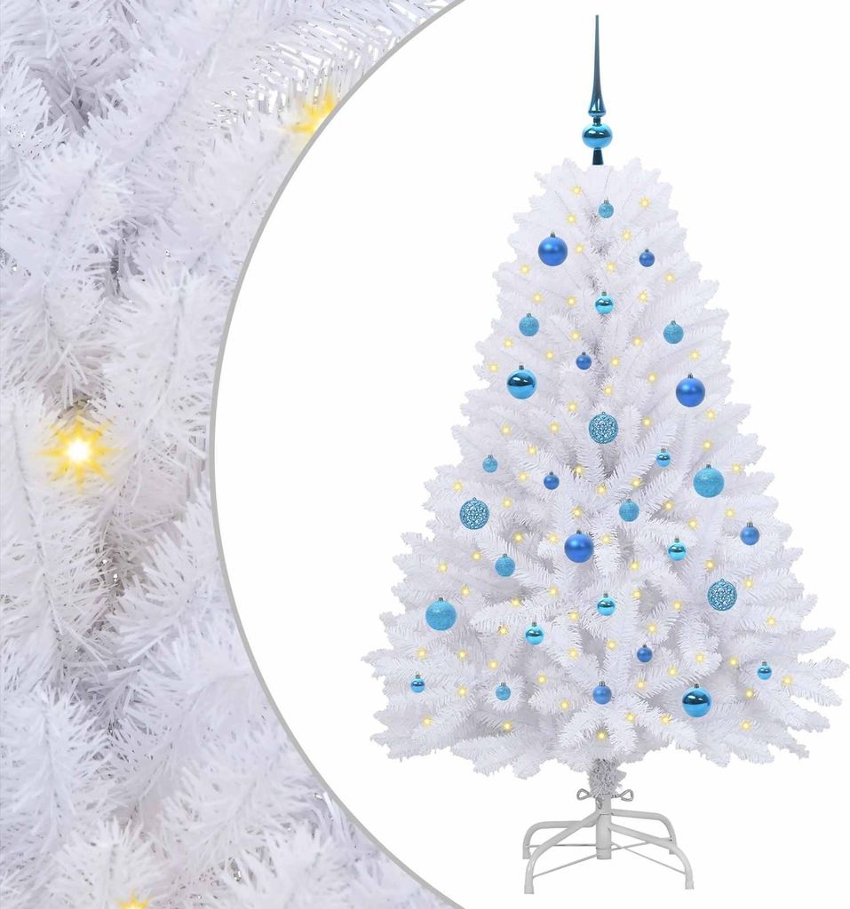 Künstlicher klappbarer Weihnachtsbaum Weiß 150 cm PVC und Stahl