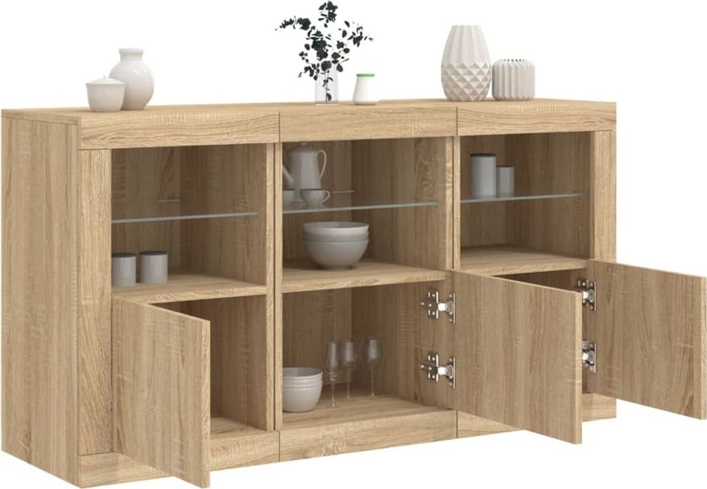 Maison Exclusive - Sideboard mit LED-Leuchten Sonoma-Eiche 123x37x67 cm