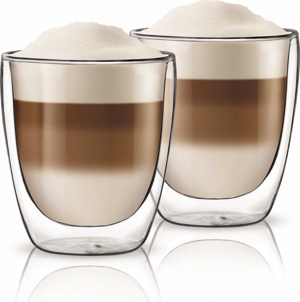 Aqualogis Thermogläser 300 ml 2er-Set - Thermobecher, Doppelwandiges Glas, Kaffeeglas, Thermokaffeeglas, Geschenkgläser - Widerstandsfähig