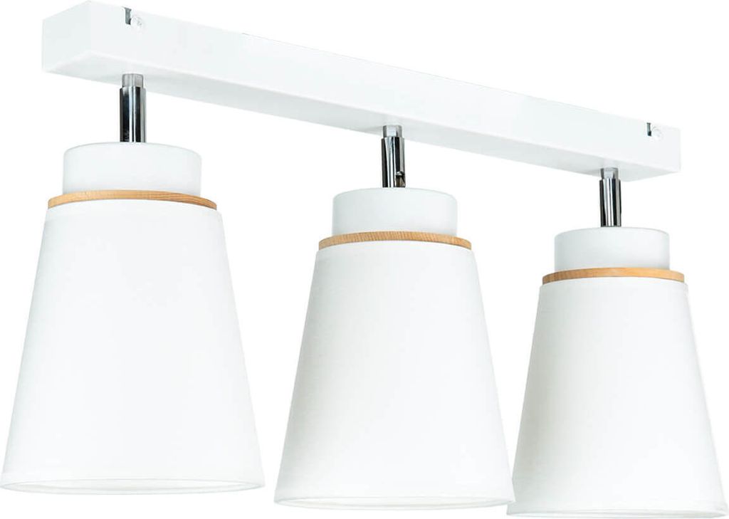 Deckenstrahler 3-flammig Weiß B: 56,5 cm E27 Stoff Deckenleuchte Wohnzimmer Flur