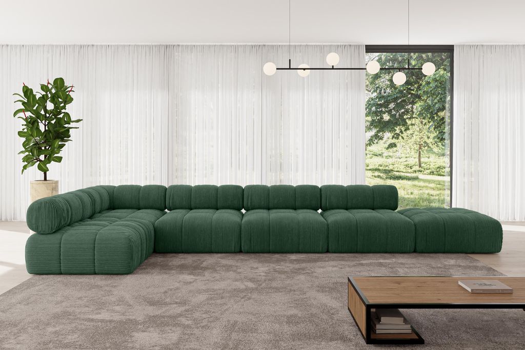 ALTDECOR Modulares Sofa Ecksofa in L-Form - Favio-L3 - 475x190x70 cm Grün universal, links/rechts Corner modular Sofa Eckcouch Couch Wohnlandschaf...