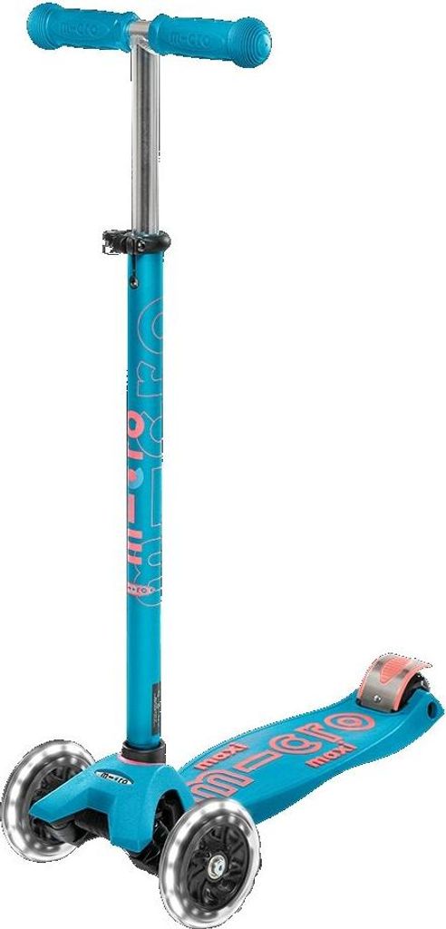 Micro Kinderroller Maxi Deluxe LED Caribbean Blue mit verstellbarem Lenker