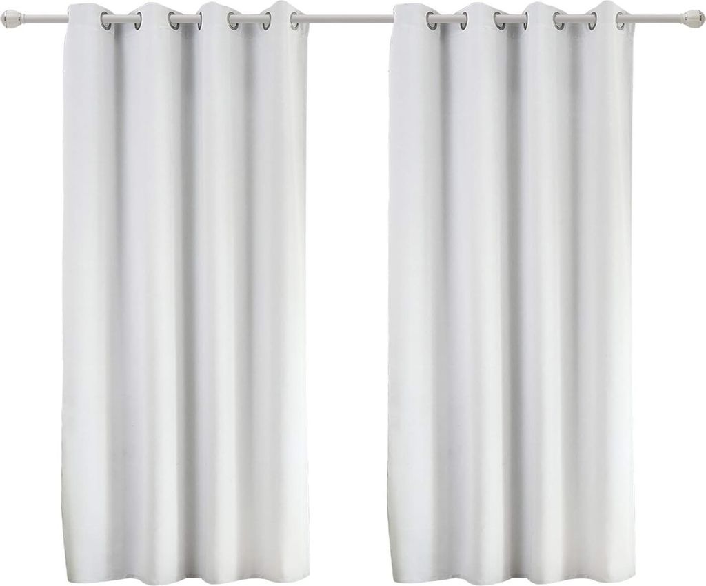 WOLTU 2er Set Gardinen, Blickdicht mit Ösen, Grau Weiß, 135x175 cm