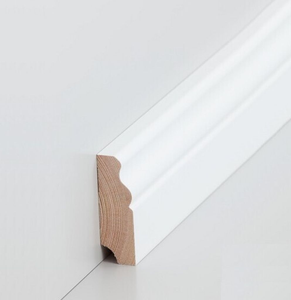 Sockelleiste Berliner Profil Hamburger Leiste 19 x 60 x 2500 mm Weiß Massivholz Fußleiste Klassisch by PROVISTON 12.5 Meter | 5 Stück