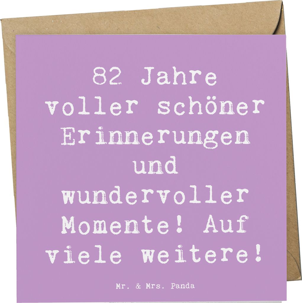 Mr. & Mrs. Panda Klappkarte Spruch 82. Geburtstag - Lavendeltraum - Geschenk, Happy Birthday, besonders, Erfahrungen, faltkarte, 82 Jahre, doppelka...