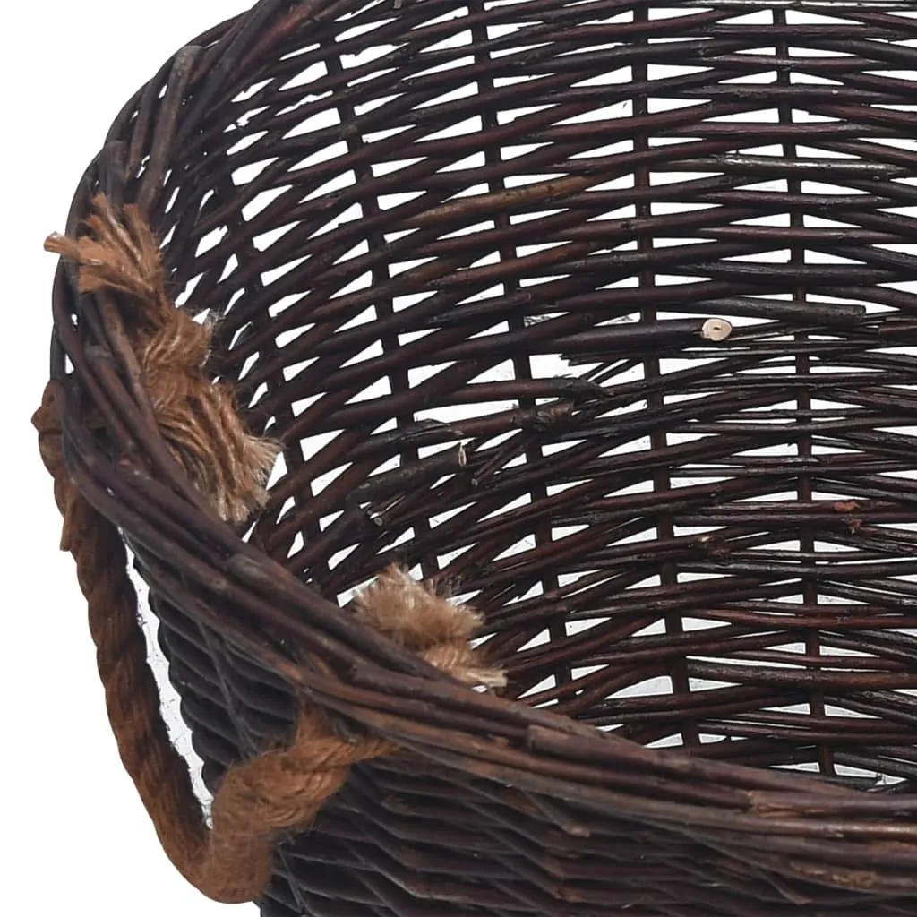 Set de 3 paniers à bois empilables en osier marron foncé pour cheminée - 7