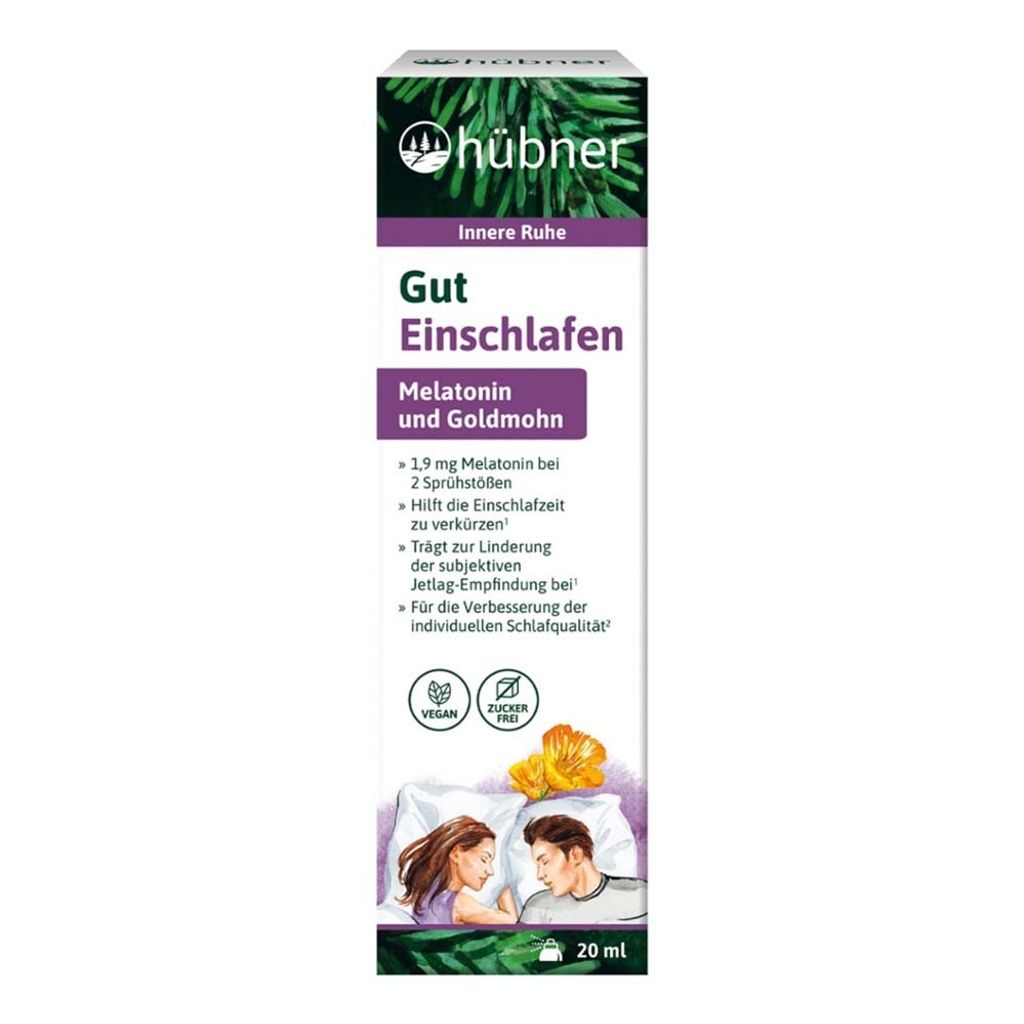 Hübner Gut Einschlafen Spray | 20 ml | Melatonin & Goldmohn-Extrakt | vegan