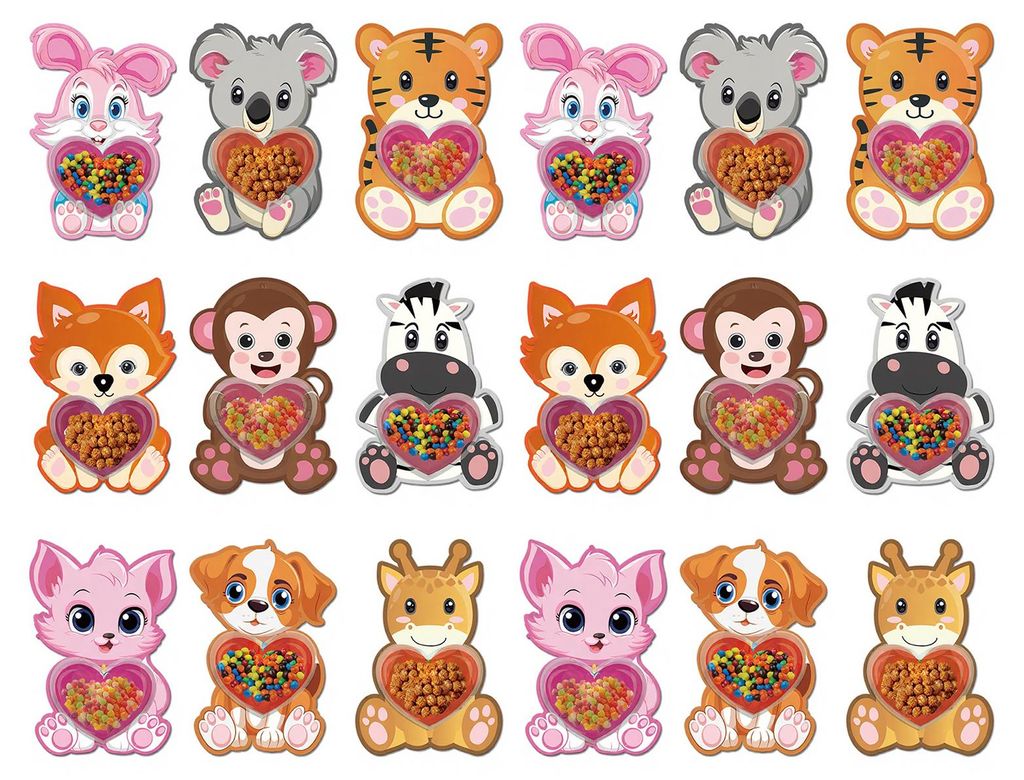 Valentinstag-Süßigkeitenkarten für Kinder, Cartoon-Grußkarte mit Plastikkuppel, DIY-Leckerli-Halter für Klassenzimmergeschenke, Tauschpartys