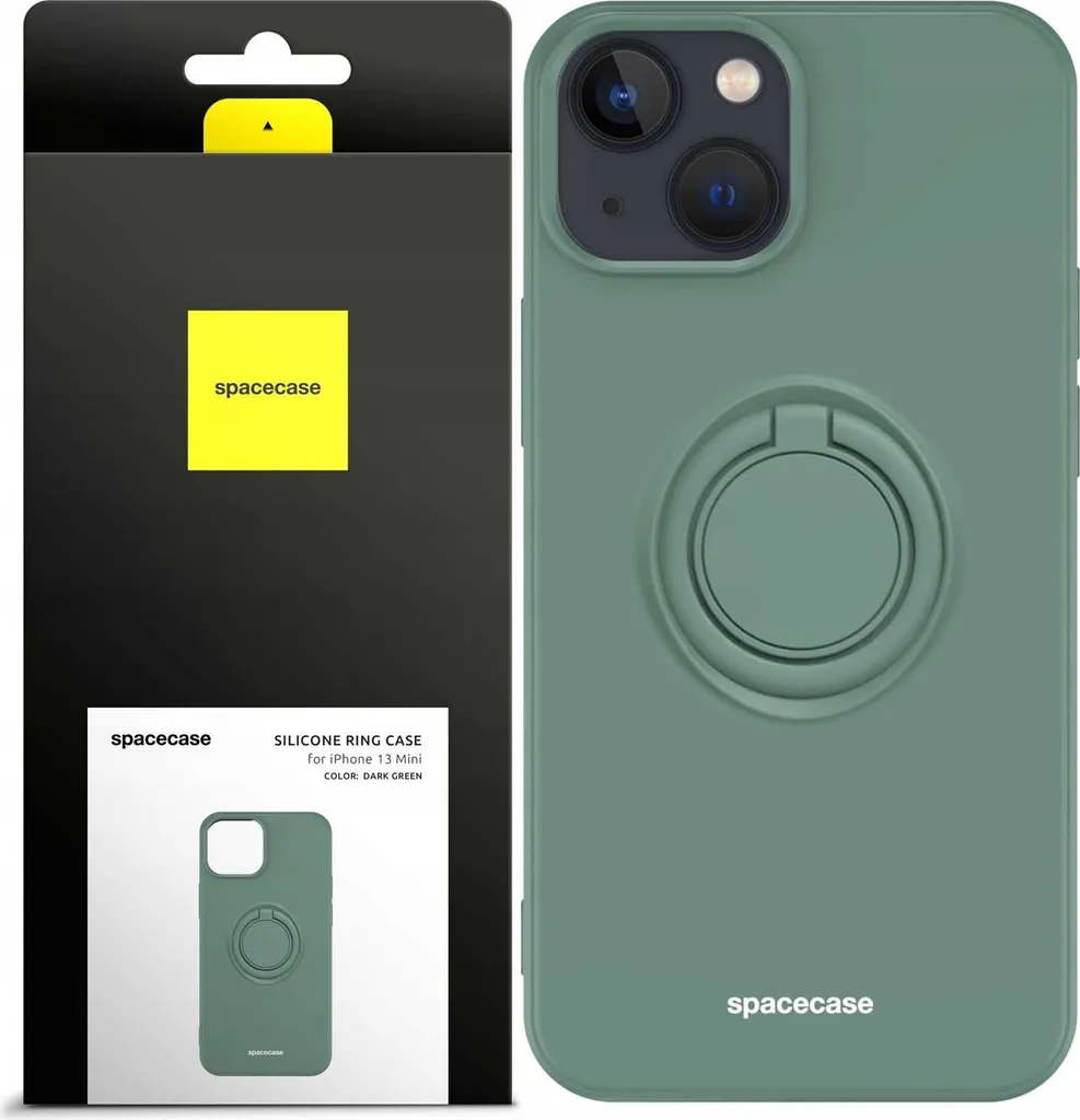 SPACECASE Custodia Silicone iPhone 13 Mini Verde con Anello Supporto