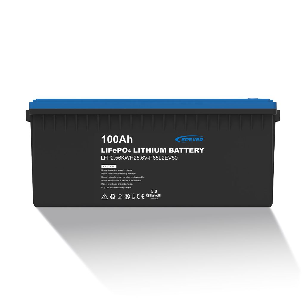 EPEVER Lithium LiFePO4 Batterie 25, 6V, 100Ah mit integriertem BMS und APP, Selbstheizung unter 0°C, A-Klasse LiFePO4-Zellen, 0% MwSt