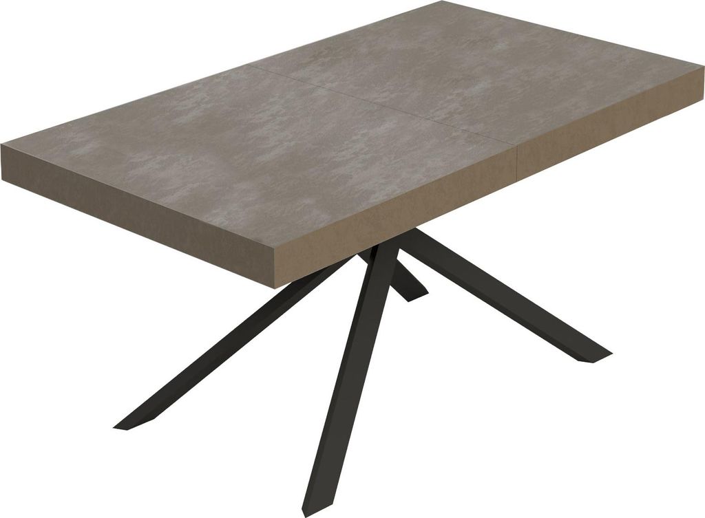 Niket taubengrauer ausziehbarer Tisch 160/420x90 cm mit anthrazitfarbenen Beinen