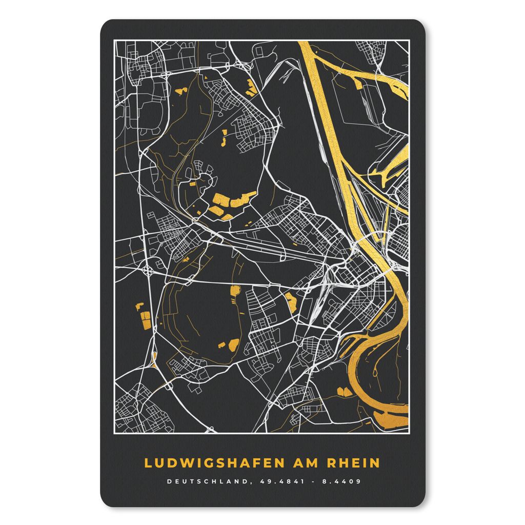 MuchoWow Mauspad Mousepad Ludwigshafen Am Rhein - Gold - Karte - Stadtplan - Deutschland 40x60 cm - Mousepads - Maus Mat - Pad - Mausunterlage - ...