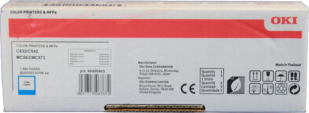 OKI Toner 46490403 1.500Seiten cyan Produktbild 