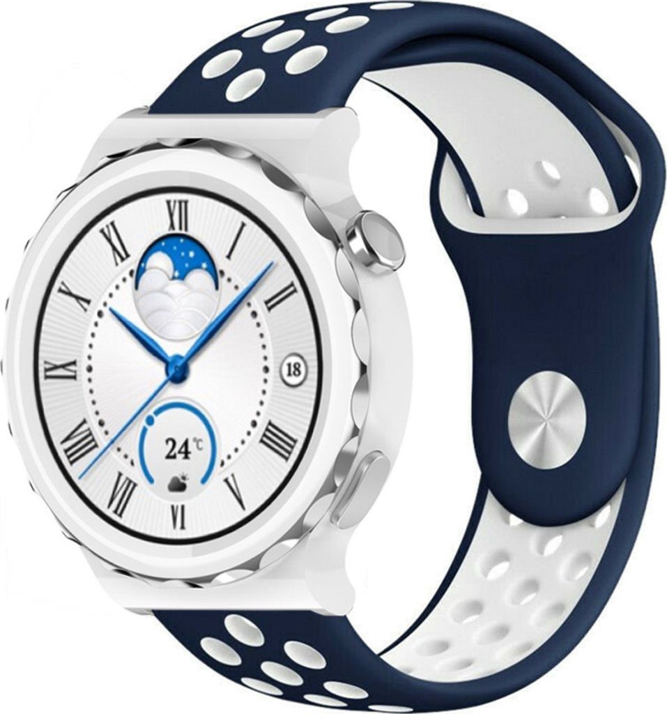 Strap-it Huawei Watch GT 3 Pro 43mm Sportarmband (Blau/Weiß)