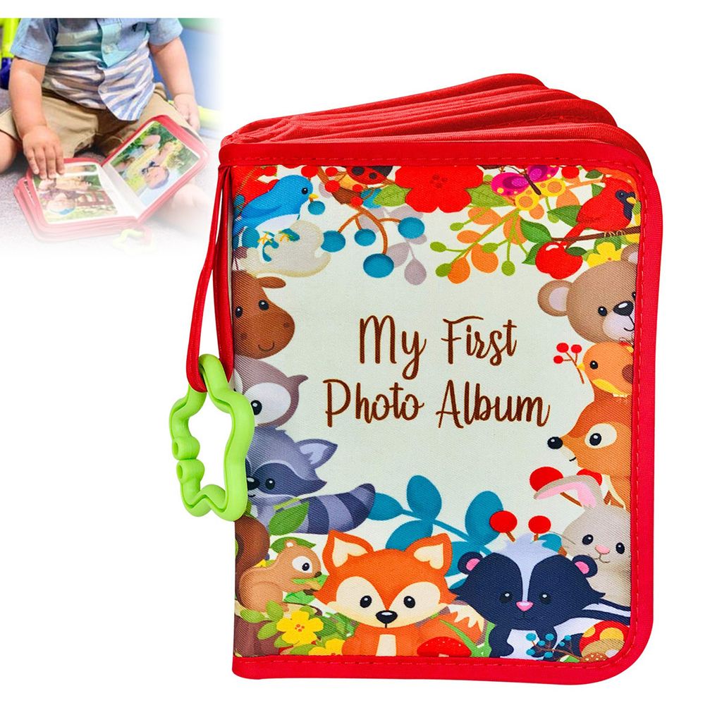 Baby-Fotoalbum für das erste Jahr – Weiches Album mit Waldtier-Motiven – Platz für 17 Bilder – Perfekt für Babyparty und Erinnerungen