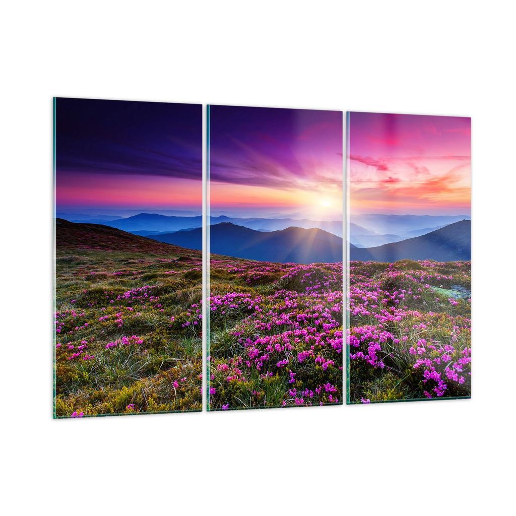 Bilder auf glas - Wiese Berg Himmel Landschaft - 165x110cm - Glasbilder - Wandbilder - Kunstdruck - zum Aufhängen bereit - Wanddekoration aus Glas...