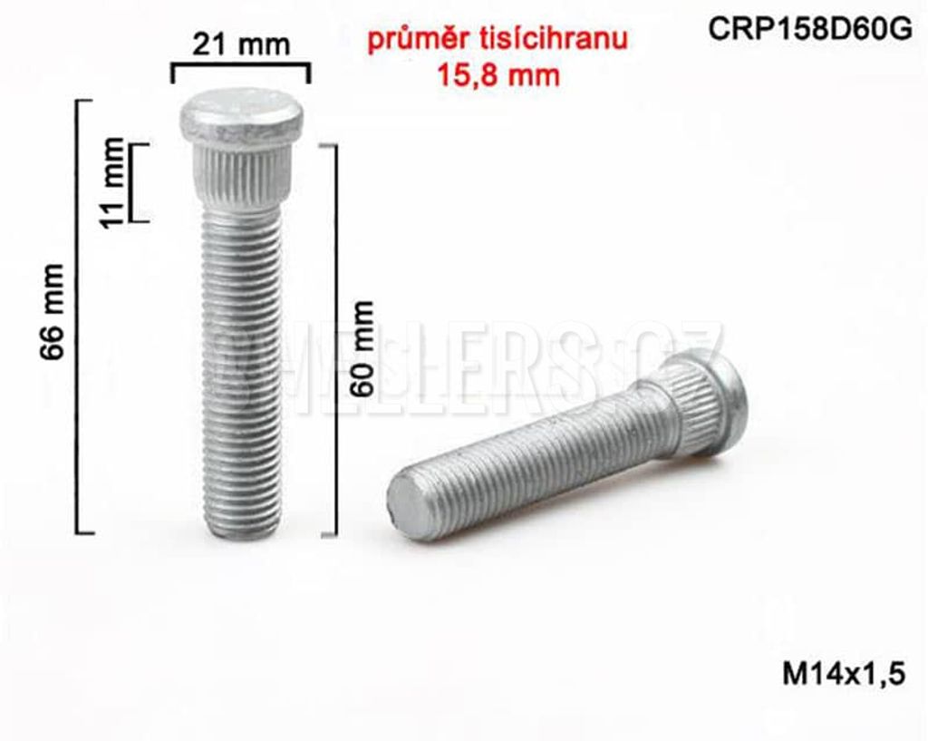 Kolový svorník - šteft M14x1,5x60 tisícihran průměr 15,8mm Obrázek produktu 1