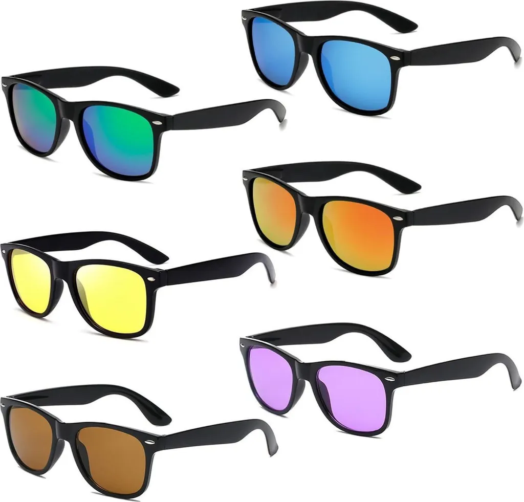 Lot 6 lunettes de soleil vintage colorées néon monture légère unisexe
