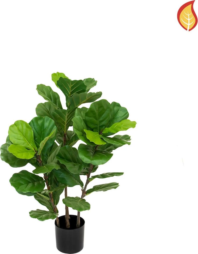aplanta Künstliche Geigenfeige - Christof | 90 cm, B1 Feuerhemmend, für drinnen, Kunstbaum, wie echt, Allergiker geeignet, pflanzliche Dekoration...