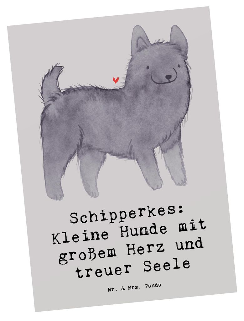 Mr. & Mrs. Panda Postkarte Schipperkes Herz - Grau Pastell Produktbild 