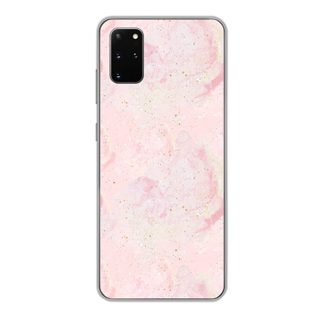 MuchoWow Handyhülle Schutzhülle Hülle für Samsung Galaxy S20 Plus Marmor - Rosa - Glitter - Gold - Muster Silikon Softcase Handy Hülle - Har...