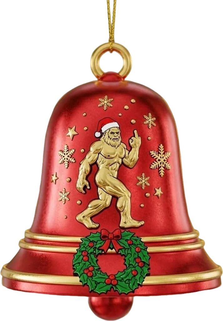 Weihnachtsglocke „Big Foot“ aus Metall, Christbaumschmuck, Anhänger zum Aufhängen, Weihnachtsstrumpffüller, Geschenk für Big-Foot-Fans