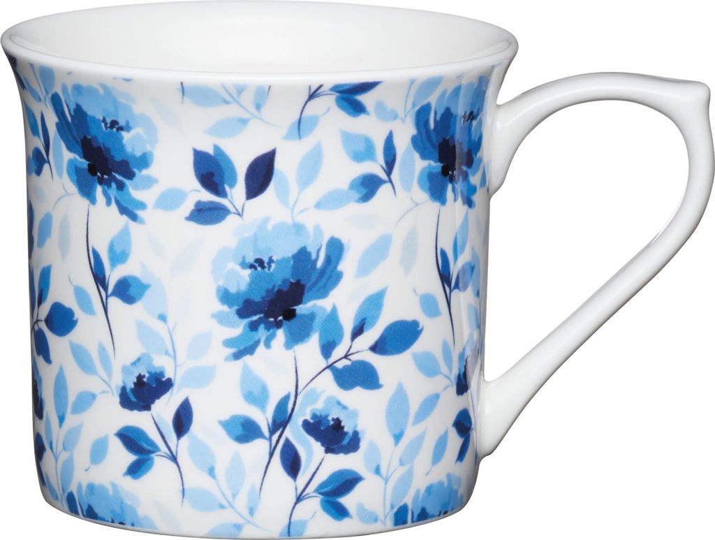 KitchenCraft China - Riffelbecher (300 ml), Design de rosa blau