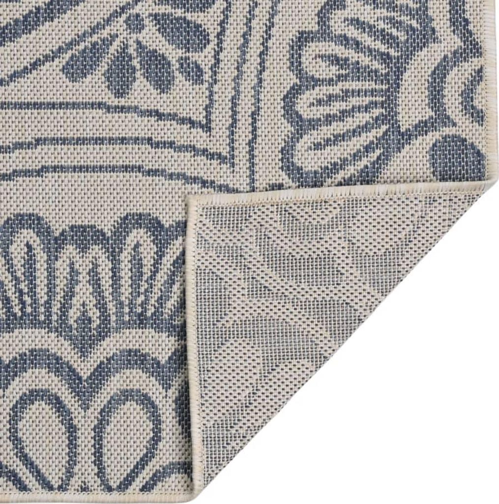 vidaXL Outdoor-Teppich Flachgewebe 160x230 cm Blaues Muster Produktbild 