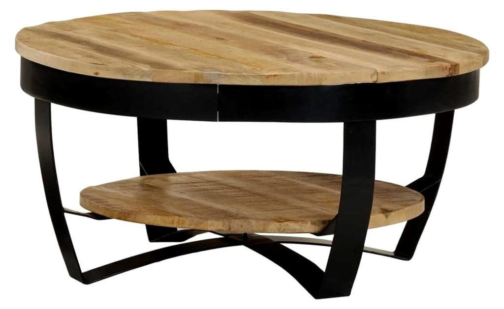 Couchtisch aus massivem Mangoholz im Industrie-Stil