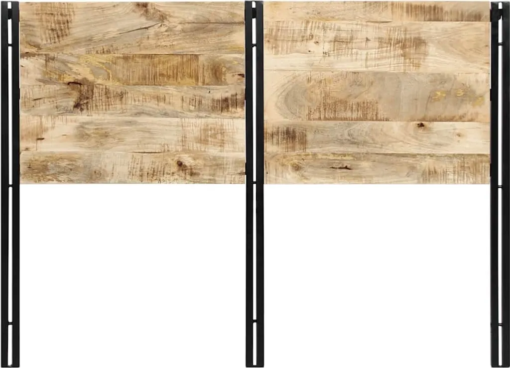 Tête de lit en bois de manguier massif 140 cm et fer noir artisanal